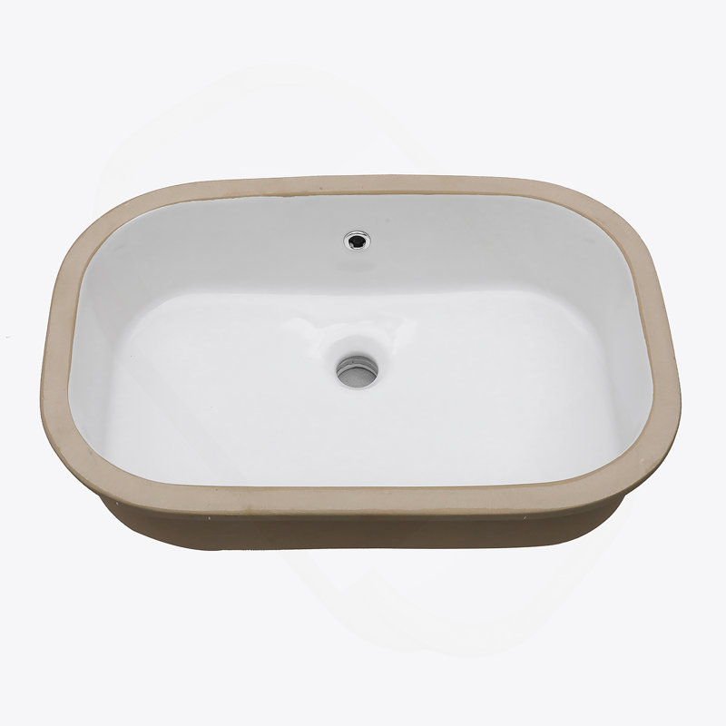 22" X 15.25" White Ceramic Undermount Bathroom Sink With Overflow