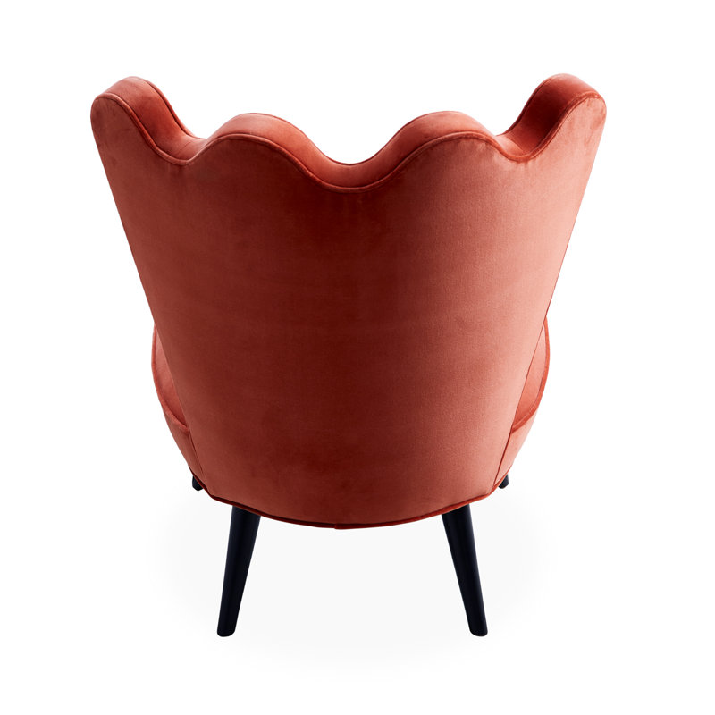 Devere Creme Velvet Slipper Accent Chair with Maple Legs