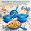 Batterie de cuisine Pirecart en fonte émaillée antiadhésive, 7 pièces, compatible gaz/induction, bleue-124892205