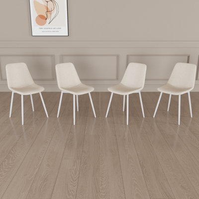Ensemble de 4 chaises de salle à manger en lin, chaises de salle à manger rembourrées, chaises de cuisine à haut dossier, meubles de salle à manger à structure en métal