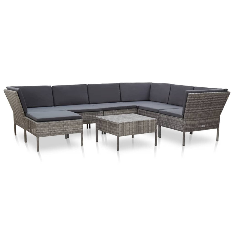 6 Piece Lounge Chair with Cushions, Gray, Gray