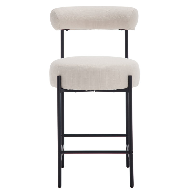 Tabourets de bar creux de 26,25 po avec accoudoirs et repose-pieds Jermeria, Beige