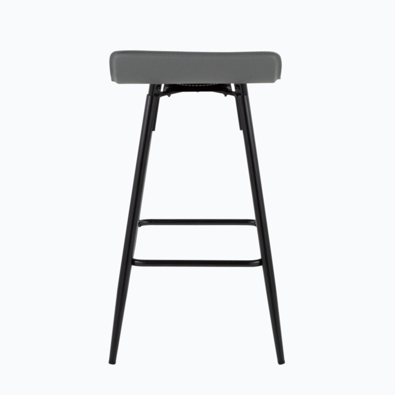 Ale 26" Black Steel and Grey Faux Leather Contemporary Counter Stool - Set of 2