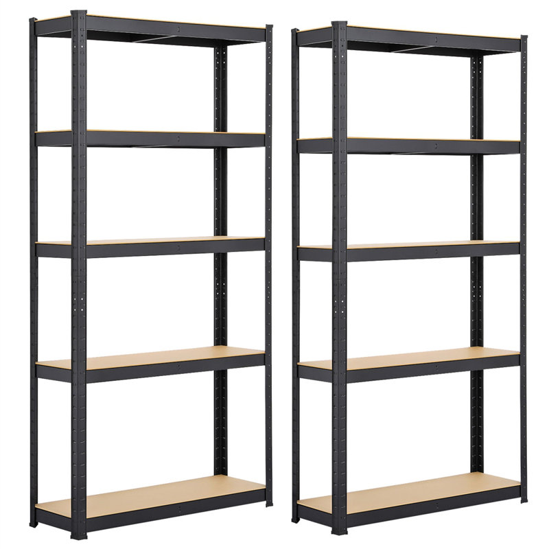  2PCS 5 Tiers Metal Storage Shelf 180 cm Height , Black