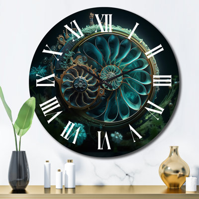 Bioluminescent Spiral Oceanic Astrolabe III Wall Clock