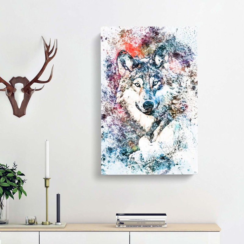 Wolf In Abstract - Wrapped Canvas, 60cm H x 40cm W x 3cm D