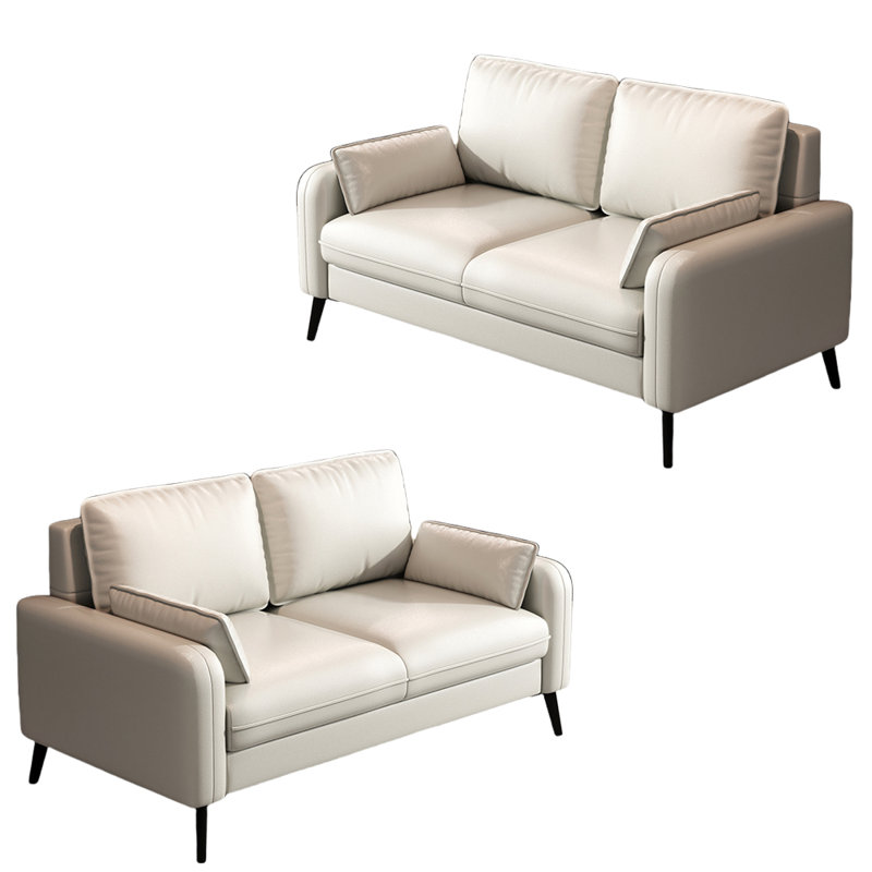 Maushid Modern light luxury double sofa, Similicuir blanc cassé