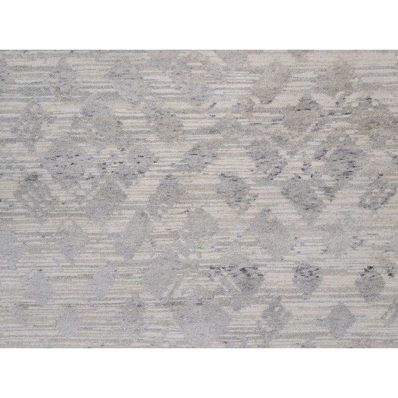 12 pi x 15 pi 3 po blanc d'hiver, design moderne, en laine naturelle nouée à la main non tissée, XL, surdimensionné