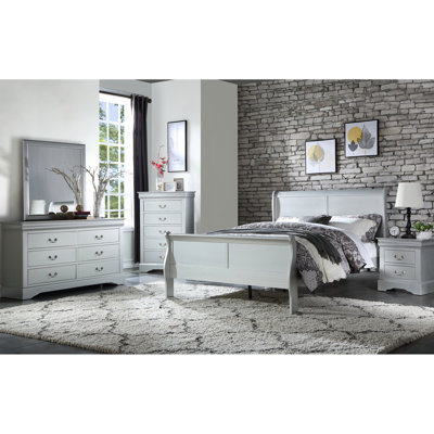 Lit simple Elegant Platinum - Matériaux en bois massif Graceful Curves sans rangement 85 po x 41 po 47 Finition exquise aspect placage de gomme et support de panneau de particules 47 po 41 po