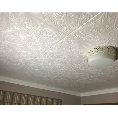 Carreaux de plafond en styromousse à coller, paquet de 24 (65 pieds carrés)