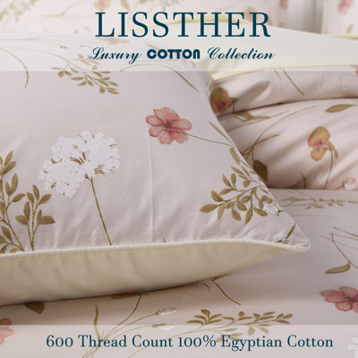  800TC 100% Egyptian Cotton Duvet Cover Set，3pcs Luxury Elegant Floral in Light Blue Shabby Chic Bedding Set, Aesthetic Botanical Pattern for Bedroom Guest Room Student Dorm All Seasons