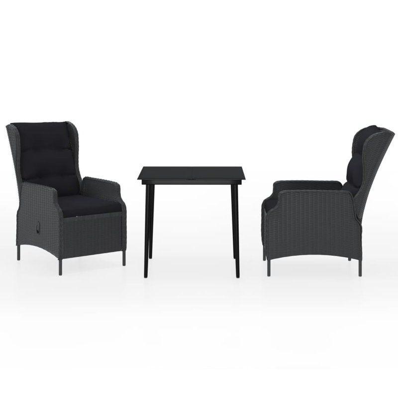Ensemble repas d'extérieur compact en acier thermolaqué gris foncé Garden