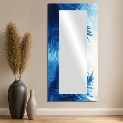 Palms in Velvet Blue Harmony I - Miroir palmiers et palmiers pour décoration murale - imprimé sur métal