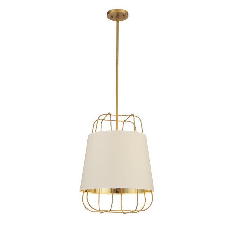Luminaire suspendu conique à 3 lumières Tura, Laiton, Blanc