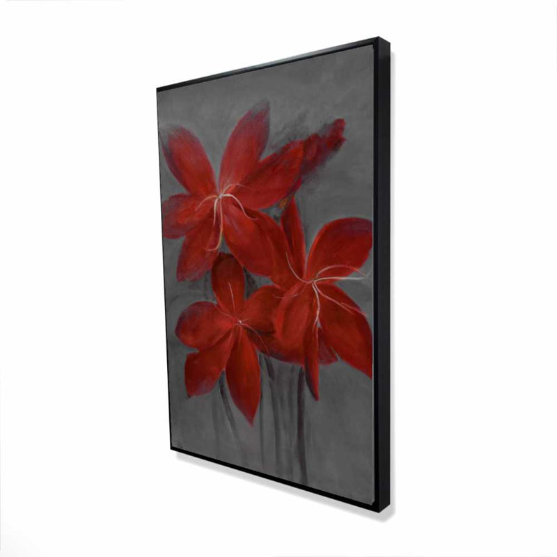 Asiatic Lily - Bureau gris, toile encadrée, décoration intérieure