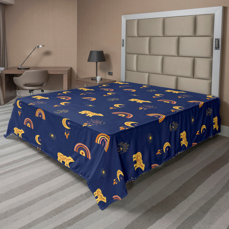 Drap plat de style bohémien Ambesonne, Drap plat pour lit très grand californien
