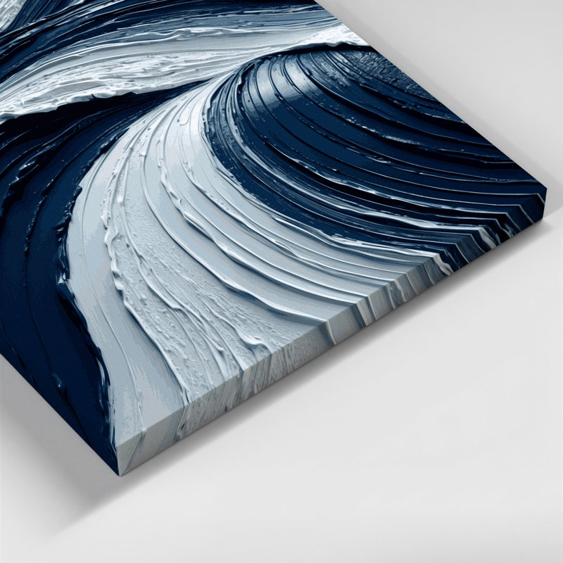 Toile horizontale rayée marine, gris clair et bleu clair, H 8 po x l 10 po