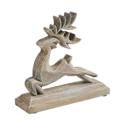 Renne en bois à plumes 7 x 6,5 x 2