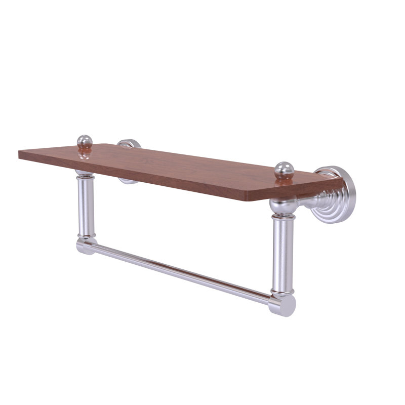 Beresford Bracket Shelf with Towel Bar, Satin Chrome, 5" H x 16" W x 5" D