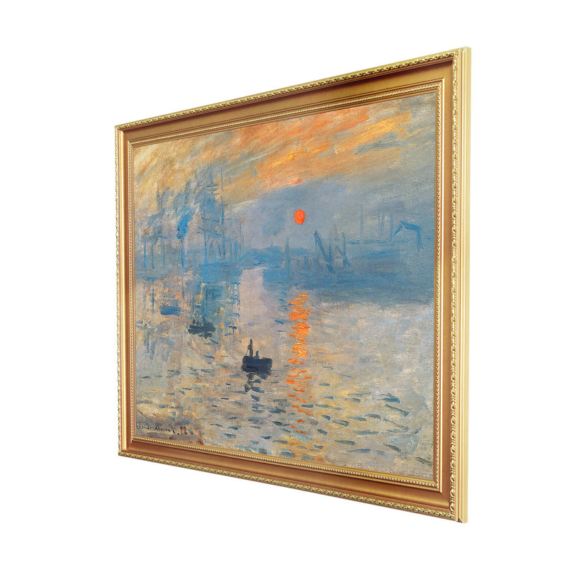 " Impression Sunrise " by Claude Monet, 24" H x 30" W x 0.75" D, Gold Framed