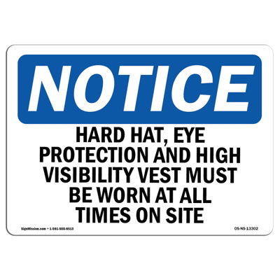 Hard Hats Eye Protection and High Visibility Sign