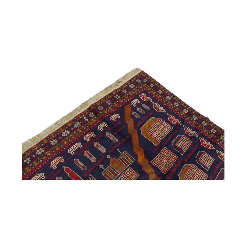 Tapis rouge / bleu / brun de haute qualité noué à la main