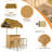 Hawaiian-Style Bar Height Patio Set With PE Grass Canopy, Outdoor Bar Table And Stools With Adjustable Feet, Acacia Wood Top, For Dining And Drinking
