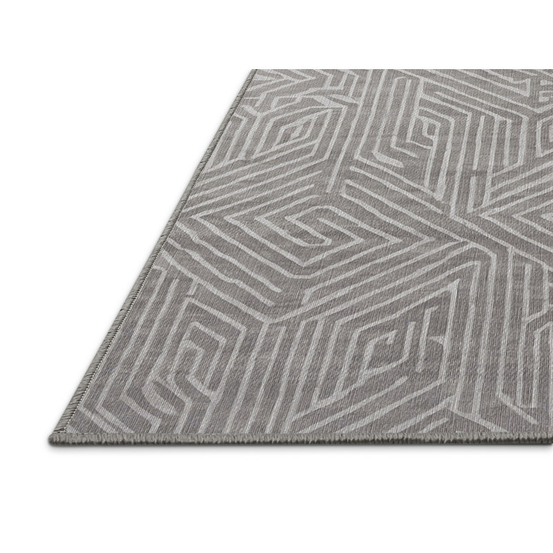 Machine Washable Gray Area Rug, Square 5'