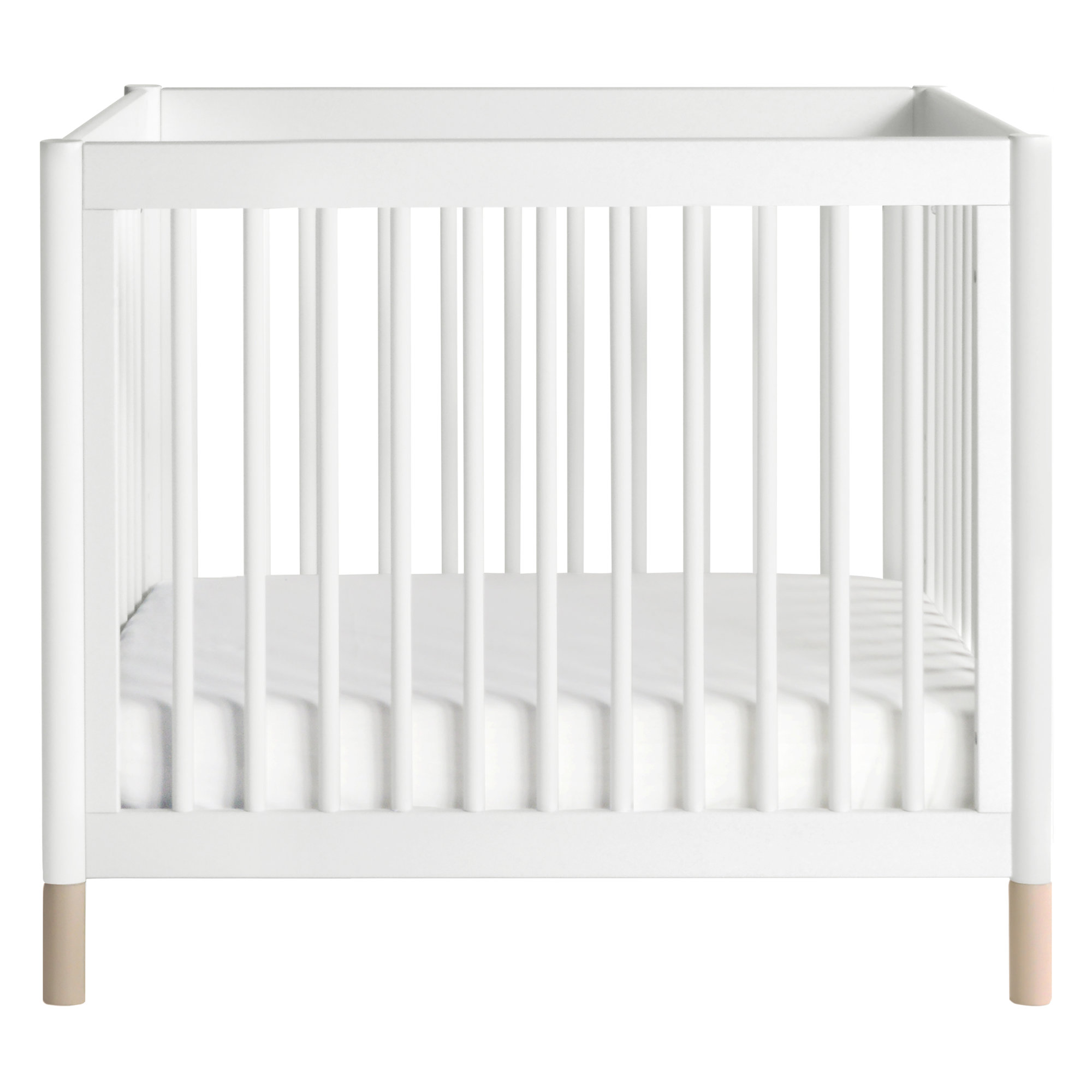 Gelato 4-in-1 Mini Convertible Crib, White/Washed Natural