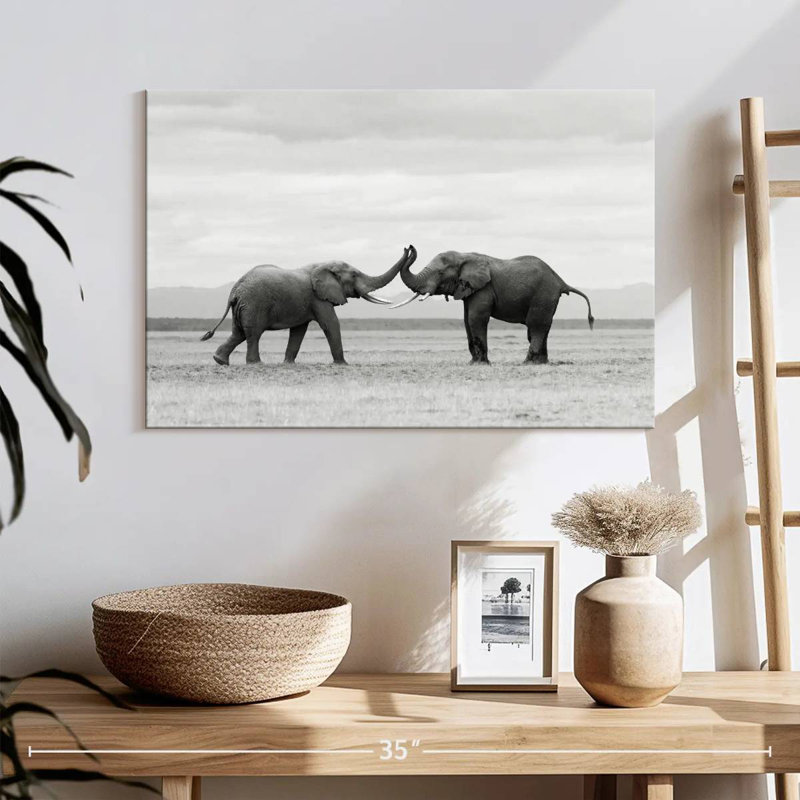 Crowle Fighting Elephants, 16" H x 24" W