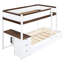 Lit superposé blanc + noyer avec rangement, prises et bureau pour la chambre à coucher Bureau de rangement en bois massif Twintwin, blanc + noyer. Rehaussez le décor. Convient aux petites maisons