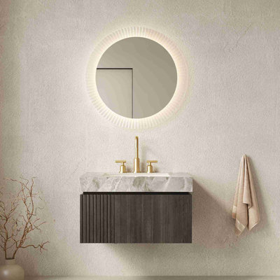 Meuble-lavabo flottant moderne avec plateau en pierre frittée