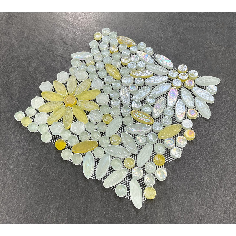 Carreau de mosaïque en verre à motif floral - tuile décorative murale et dosseret