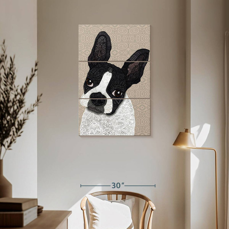 Brampt Patterned Boston Terrier, 57" H x 36" W