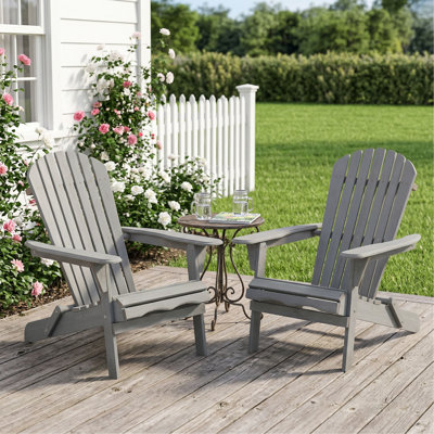 Ensemble de 2 chaises Adirondack pliantes en bois pour l'extérieur avec chaise de patio en bois pré-assemblée pour terrasse