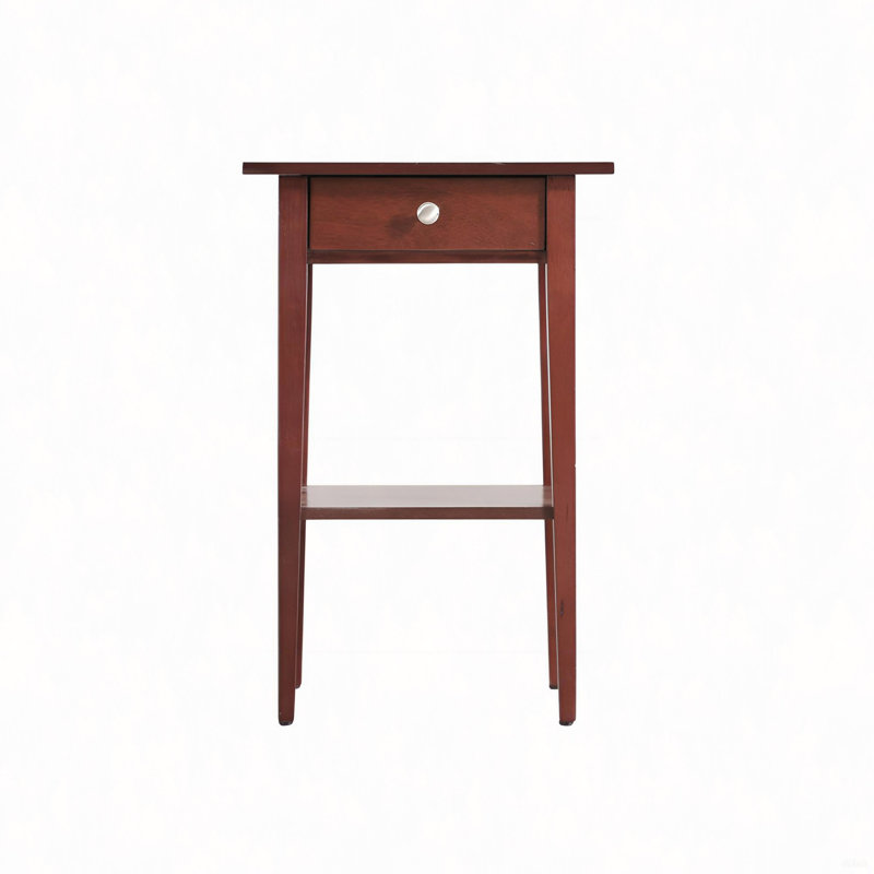 Table de chevet, table de chevet compacte de 28 po, tiroir spacieux, style moderne et chaleureux, assemblage facile, Cerisier