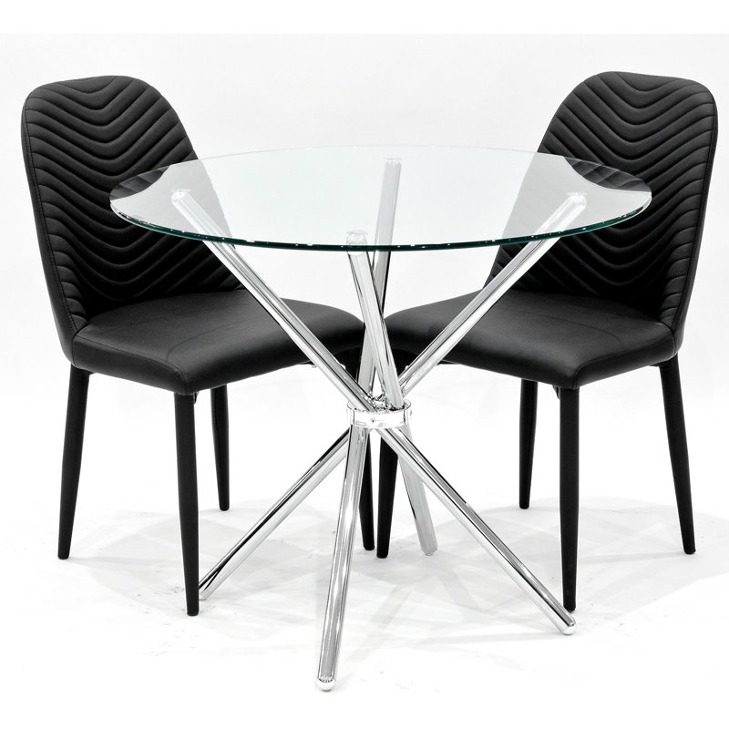 3 - Piece Criss Cross Dining Set, Chrome, Black