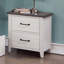 Table de chevet de couleur blanche 1pc Table de chevet en bois massif Noir 2 tiroirs avec plateau gris, finition deux tons