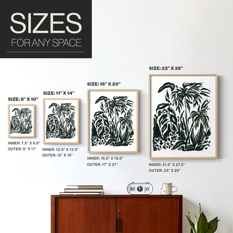 Encre Jungle IV, reproduction encadrée - bois massif, Naturel, H 11 po x l 9 po