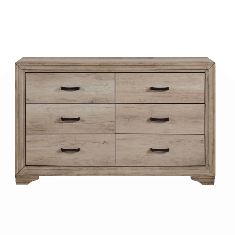 Commode 1 tiroir 6 tiroirs avec finition naturelle et quincaillerie noire