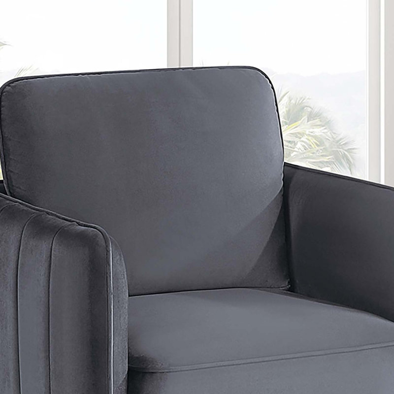 Élégante chaise d'appoint rembourrée avec pieds en métal, Gris