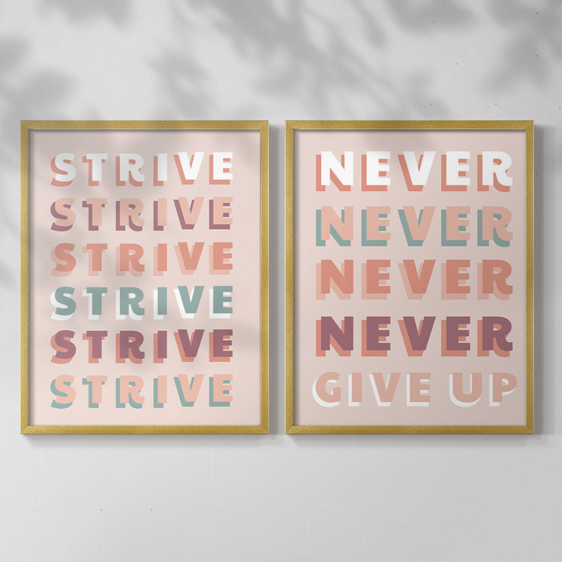Strive - reproduction encadrée de qualité supérieure - prête à être accrochée - aucun clou requis - aucun clou requis, Doré