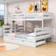 Twin XL Over Queen Bunk Bed with Twin Trundle, Guardrails and Ladder-768223051