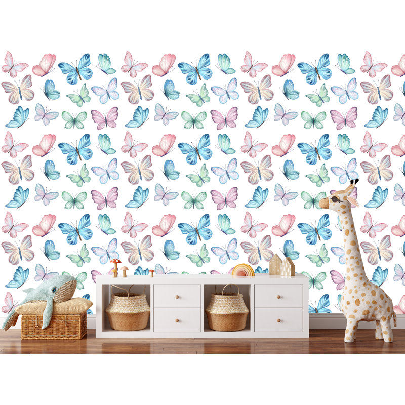 Rouleau de papier peint à peler et coller Annabele Nursery Butterflies L 10 pi x l 24 po
