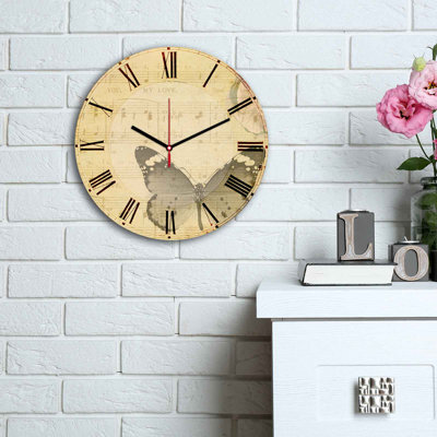 Horloge murale élégante Elegant, 11,8 pouces de diamètre | 100% panneau de fibres à densité moyenne avec une épaisseur de 0,2 pouce | Design élégant pour la maison ou le bureau | La montre moderne ajoute de la sophistication à n'importe quel espa