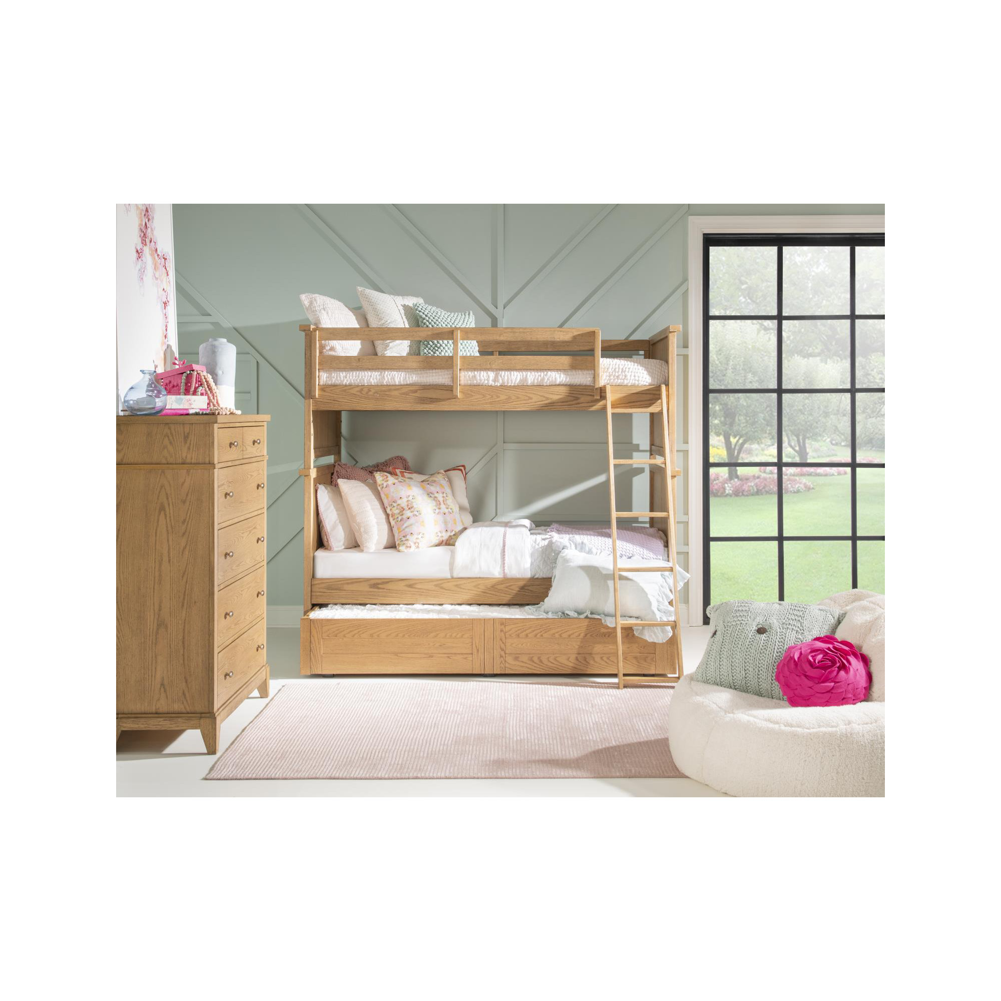 Today's Traditions Bunk Bed With Ladder, Twin Over Twin, Hickory
