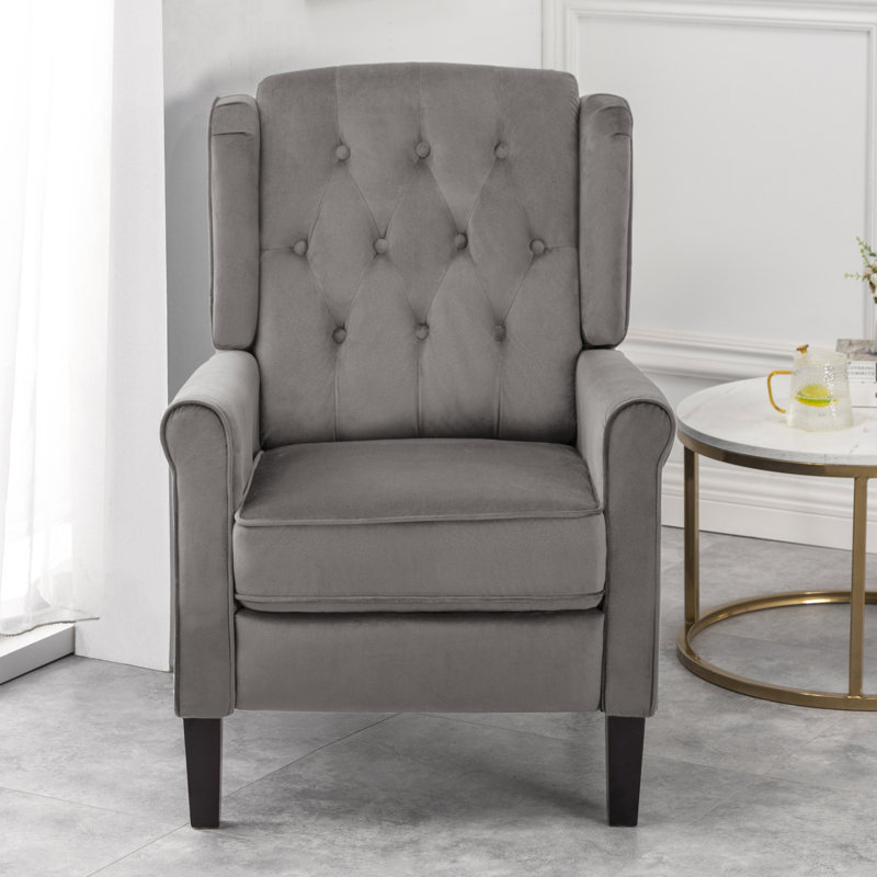 Coss 70cm Wide Velvet Wing Chair Recliner, Grey