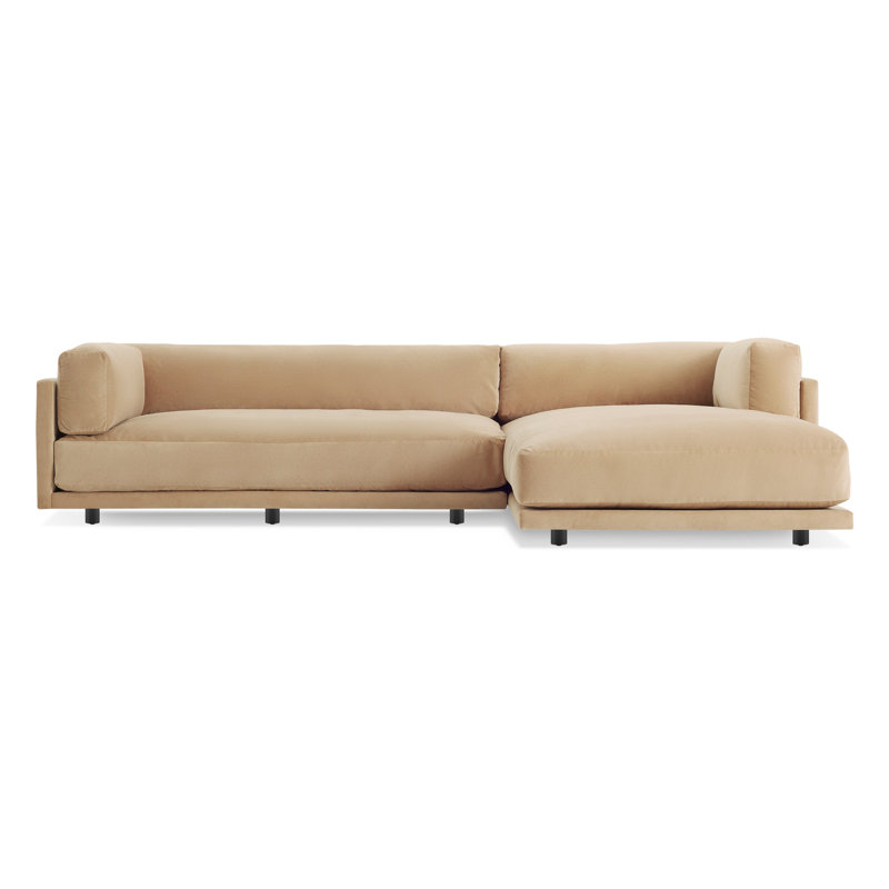 Sunday Chaise Sectional, Agnew Gray Textured Basketweave, Right Hand Facing