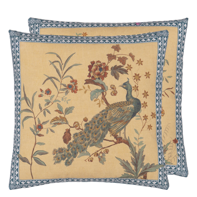 Peacock Toile Sepia Decorative Pillow