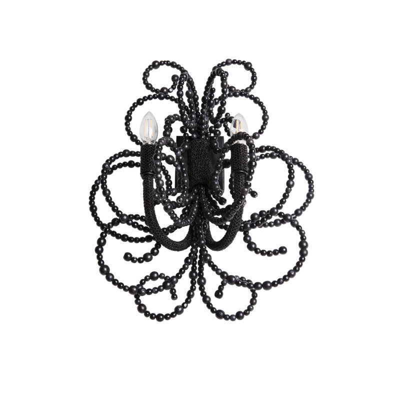 Wood Bead Wall Sconce, Black